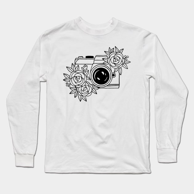 Floral Camera Long Sleeve T-Shirt by Pelman